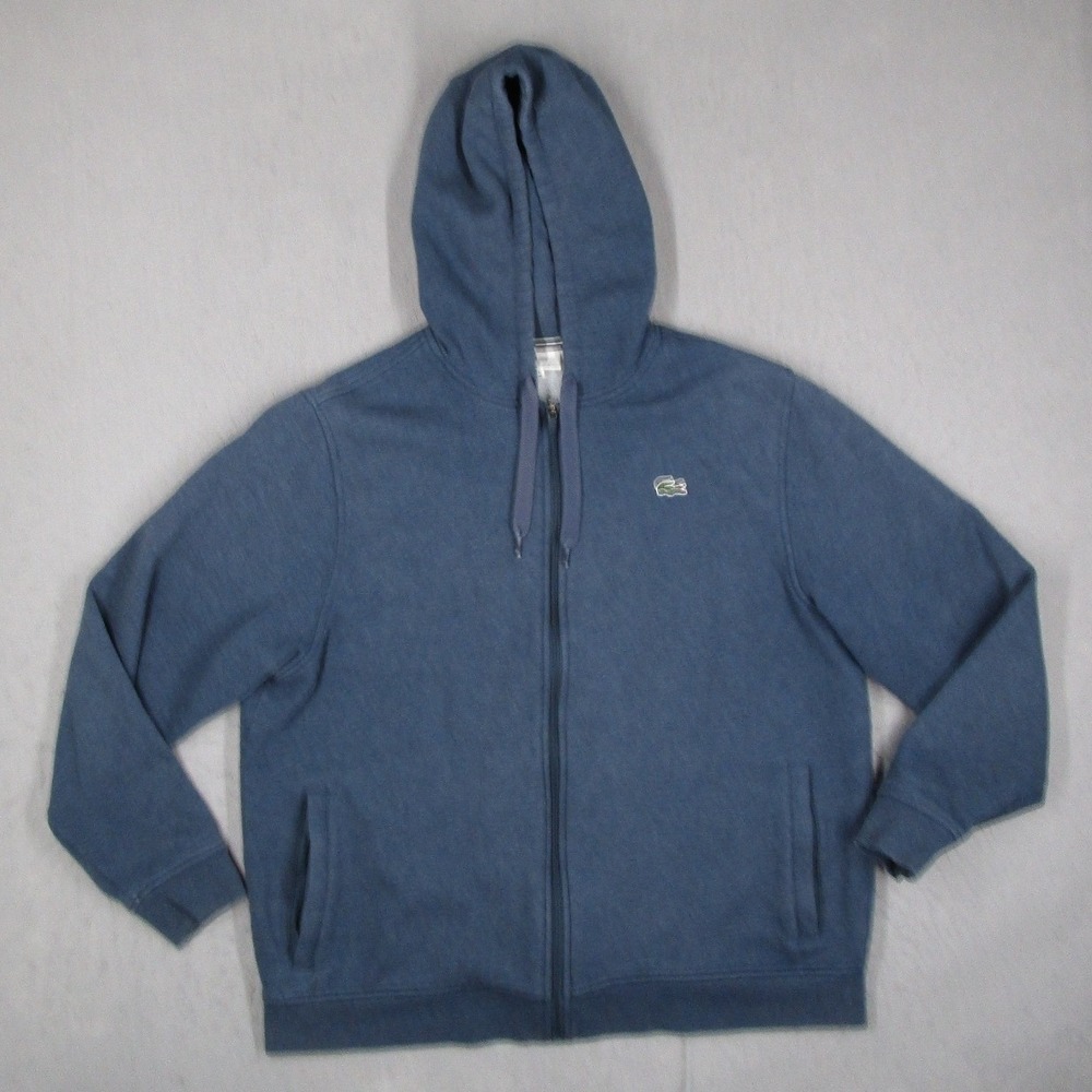 Lacoste Sport Mens 3XL Blue Full Zip Fleece Hoodie Sweatshirt Logo Tennis Golf
